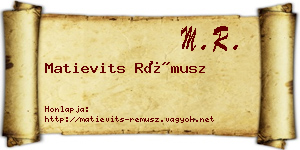 Matievits Rémusz névjegykártya